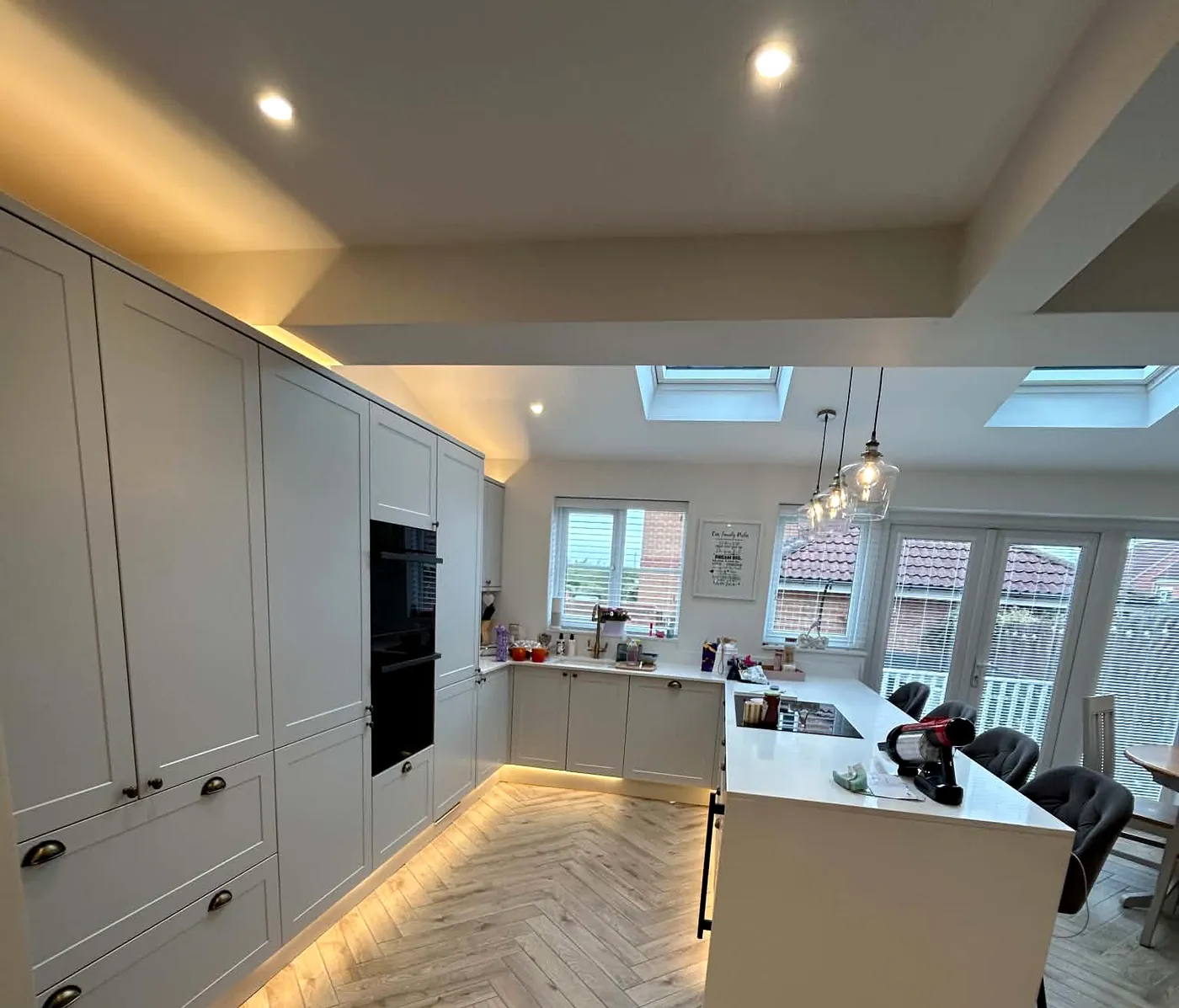 Completed domestic kitchen electrical and lighting installation